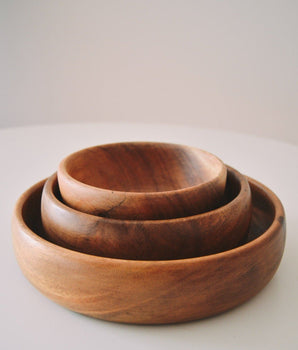 Set de Cuencos de Madera Tallada x 3
