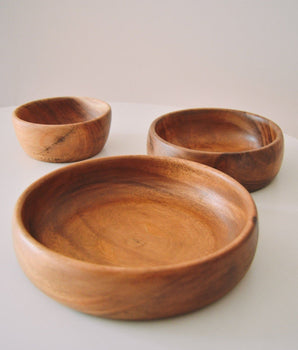 Set de Cuencos de Madera Tallada x 3
