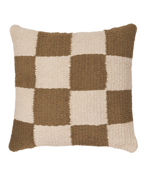 Cojin a Cuadros Tejido a Mano Beige