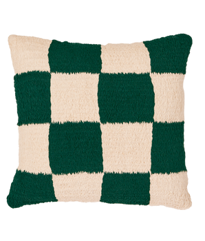 Cojin a Cuadros Tejido a Mano Verde