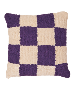 Cojin a Cuadros Tejido a Mano Morado